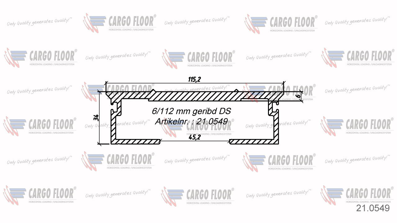 Алюминиевый профиль 6/112мм-DS ребристый арт. CargoFloor 21.0549