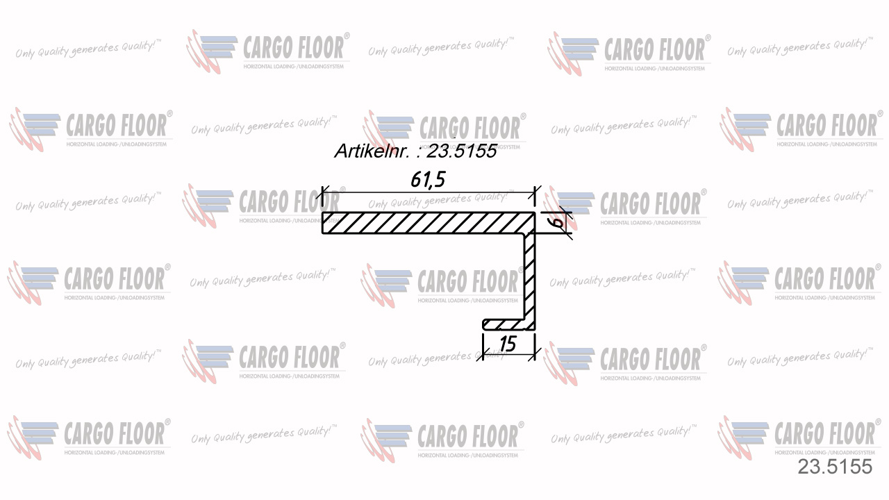 Алюминиевый боковой профиль 6/61,5мм Л/П арт. CargoFloor 23.5155