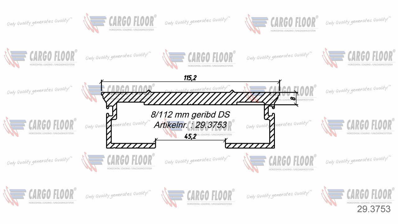 Алюминиевый профиль 8/112мм-DS ребристый арт. CargoFloor 29.3753
