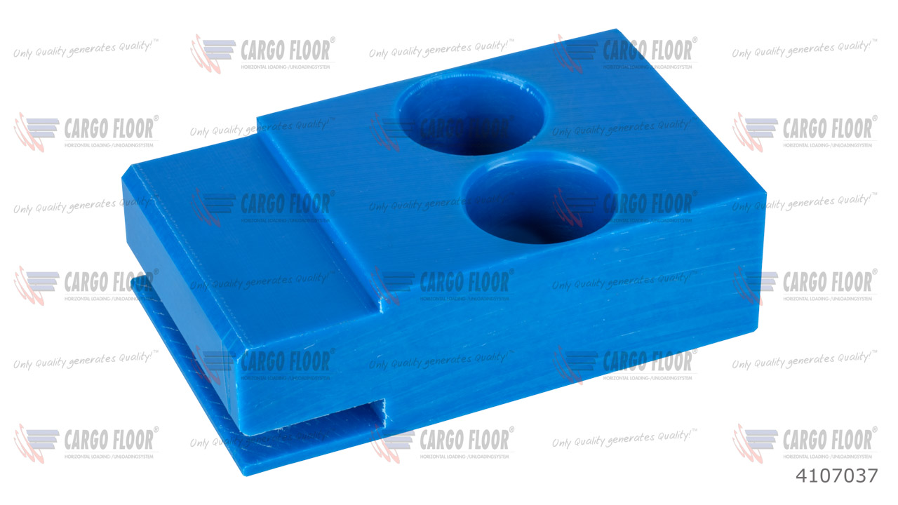 Синий пластиковый блок направляющих повышенной прочности для стального L-образного напольного профиля Cargo Floor  (60/32, с 2 отверстиями ø7 мм) арт. CargoFloor 4107037