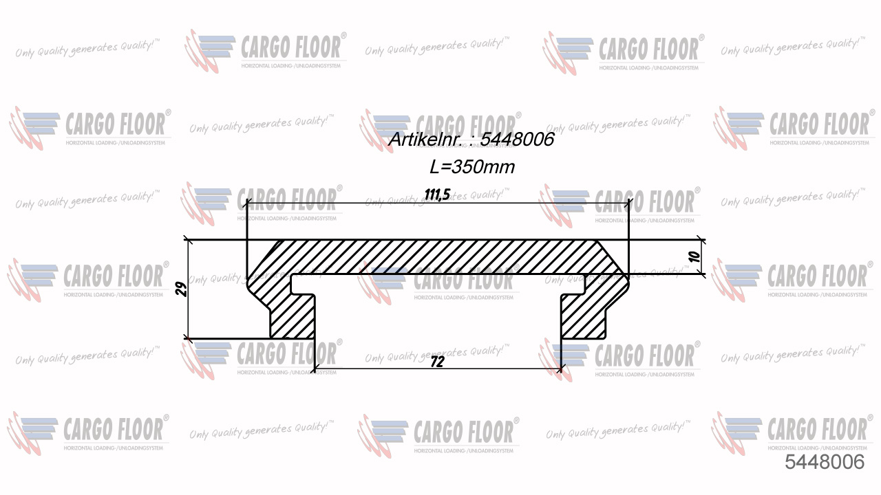 Алюминиевый наконечник для Т-образного подрамника пола LP(350 мм) арт. CargoFloor 5448006