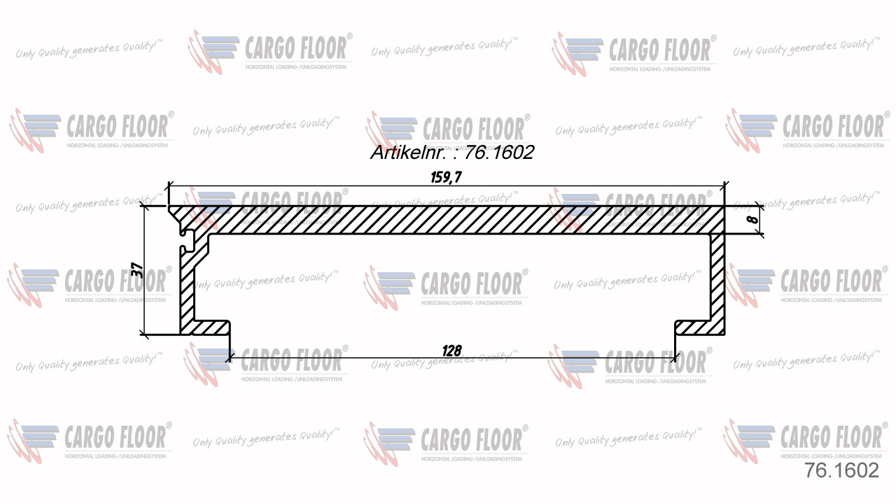 Алюминиевый профиль 8/160мм гладкий арт. CargoFloor 76.1602