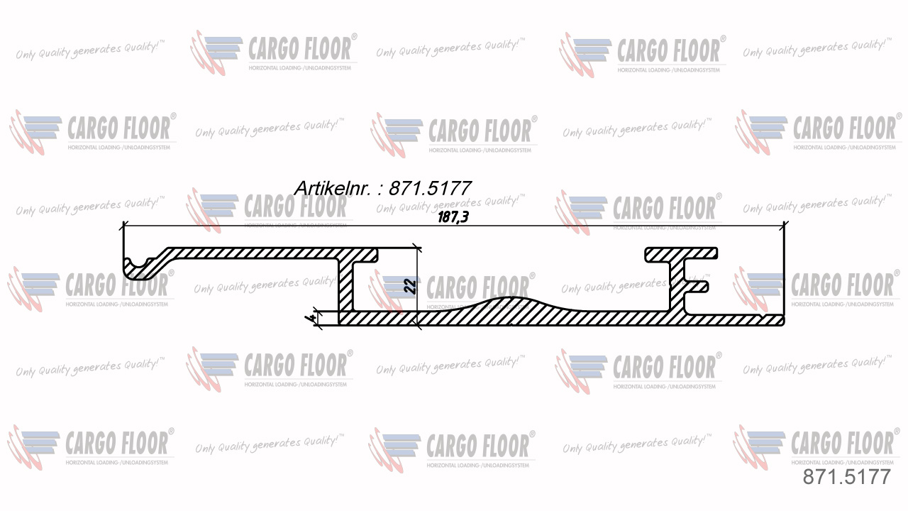 Алюминиевый герметичный Т-образный подрамник 8/160мм (со скольжением) для алюминия/стали арт. CargoFloor 871.5177