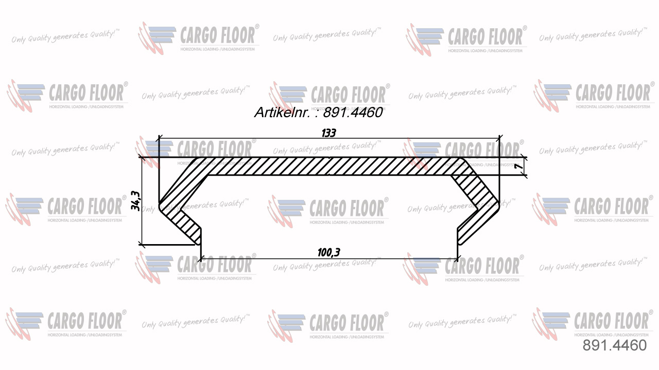 Алюминиевый напольный профиль 7/133мм стандартный арт. CargoFloor 891.4460